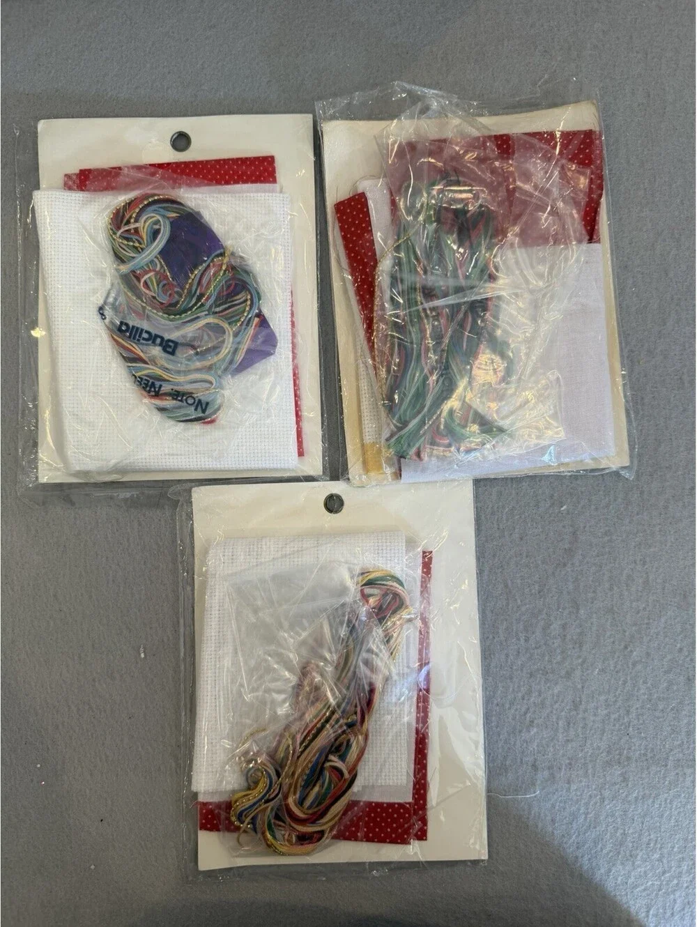 Vtg 1981 Bucilla Counted Cross Stitch Hanging Pillow/Picture Set Of 3 New